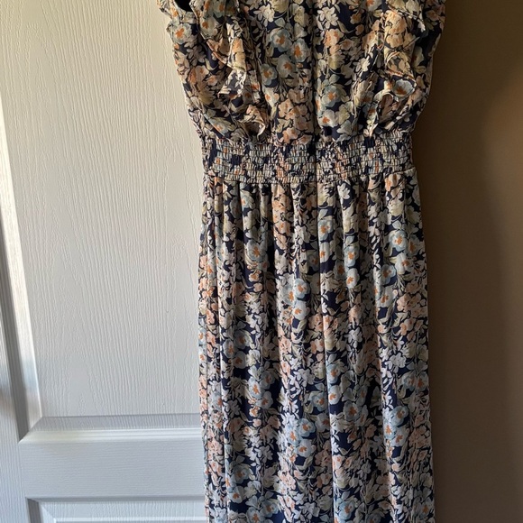 1. State Floral V-Neck Maxi Jumpsuit Navy and Peach. - Picture 2 of 9